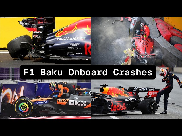 F1 Baku Onboard Crashes