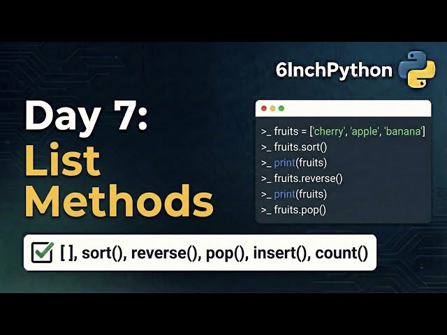 Python List Methods Tutorial: append, insert, pop, remove, and sort Explained