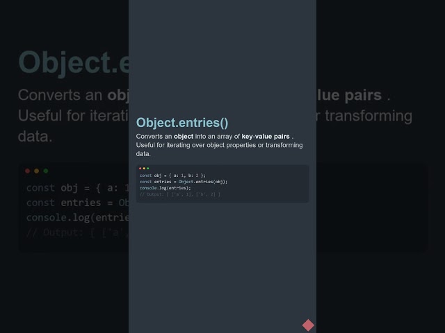 ⚡ Object.entries() - JavaScript Trick You NEED to Know #Shorts
