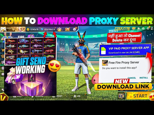 HOW TO DOWNLOAD PROXY SERVER IN FREE FIRE, HOW TO USE PROXY SERVER IN FREE FIRE, VIP PROXY SERVER