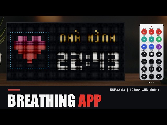 ESP32-S3 LED Matrix Clock - Guided Breathing Exercise App on a 128x64 Panel