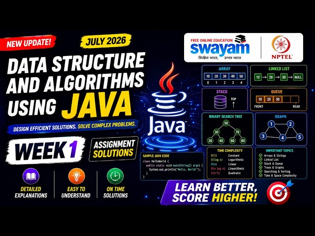 Data Structure and Algorithms using Java Week 1 Assignment Answers 2026 | NPTEL July 2026 | 100%