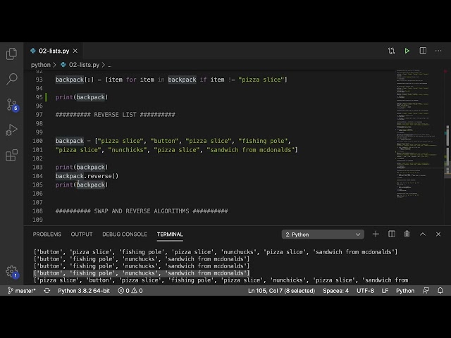 Python Programming 26   Manipulating Lists Review
