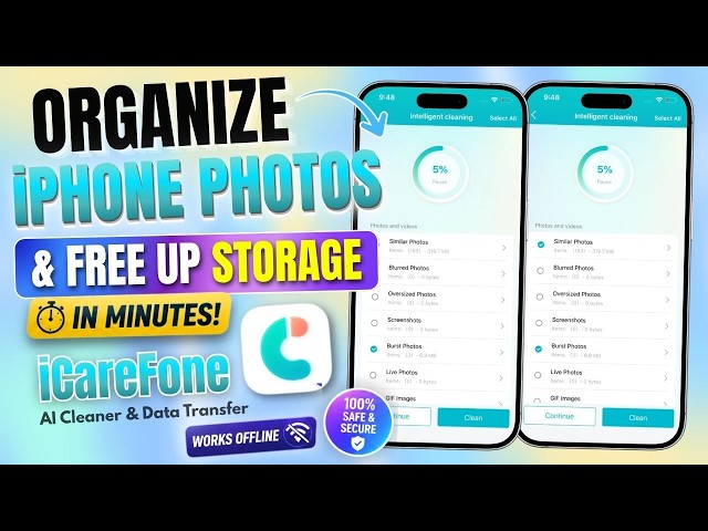 How to Organize iPhone Photos & Free Up Storage in Minutes – iCareFone AI Cleaner + Data Transfer