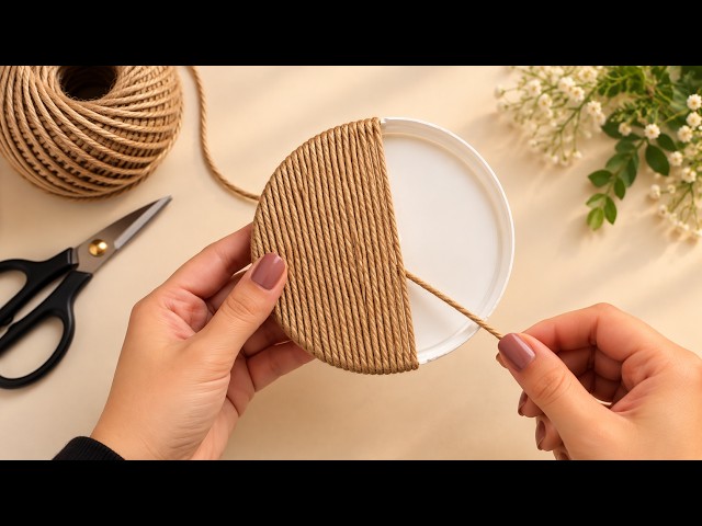 3 Ideas from plastic lid & Jute rope / Jute rope basket /Cardboard craft / Hamna Nadeem