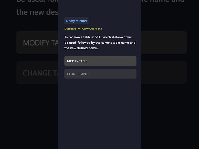 Database | Rename a table name | SQL Data Definition Language (DDL)