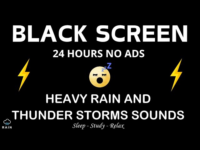 🔴 Heavy Rain and Thunder Sounds for Sleeping - Black Screen | Fall Asleep Fast, Stay Asleep