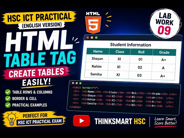 HSC ICT Practical (English Version) | Creating a Table in HTML | Chapter-4