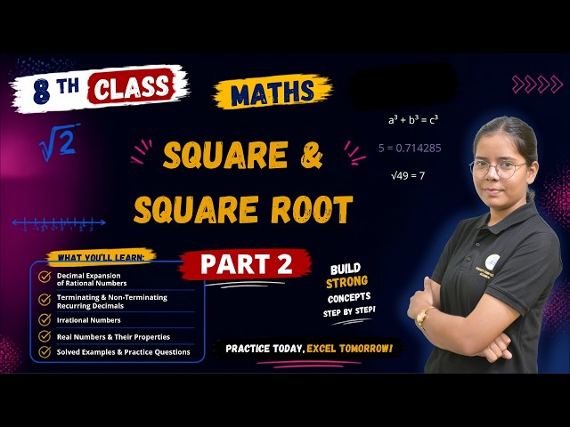 🔴 LIVE: CBSE Class 8 Maths – Chapter 1: Squares & Square Roots | Sonam Ma'am | PART 2|