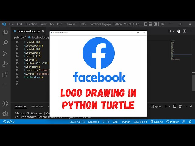 FACEBOOK Logo Drawing Using Python Turtle |Python Turtle Graphics | Python Animations | @facebookapp