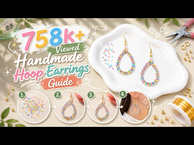 🌈758K+ Views! Easy Rainbow Teardrop Hoop Earrings DIY Tutorial for Summer