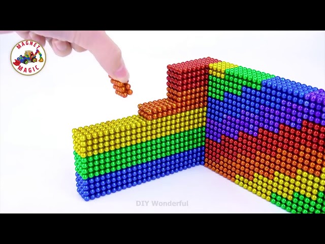 ASMR x 1,5 - Build a rainbow magnetic hamster castle with a slide and pool.