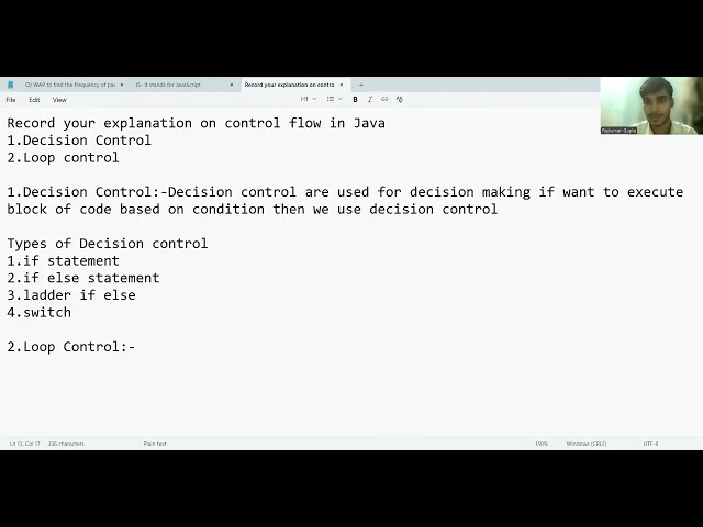 Explanation on control flow in Java.