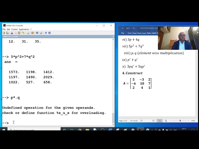 scilab execution matrices commands 1