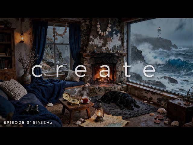 RETREAT 015 | Emotional Healing & Calm | 432Hz & Fireplace Waves Ambience [4K]