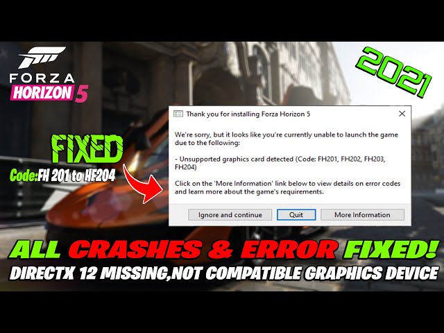 Forza Horizon 5 FIX Crashing,Error FH201 to FH204 & Not Launching On PC