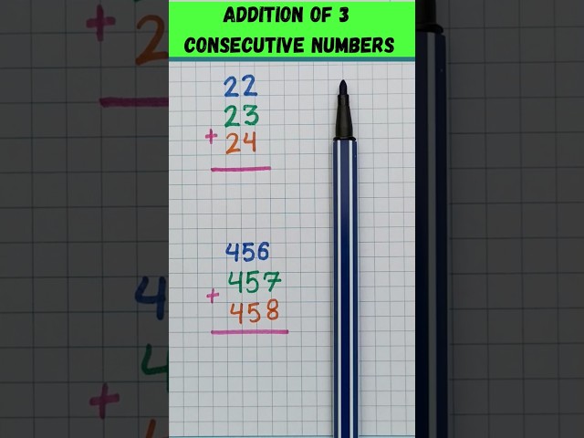 🧠 Add 3 Consecutive Numbers in Seconds! ⚡ #math #maths #mathstricks #mathspark #shorts