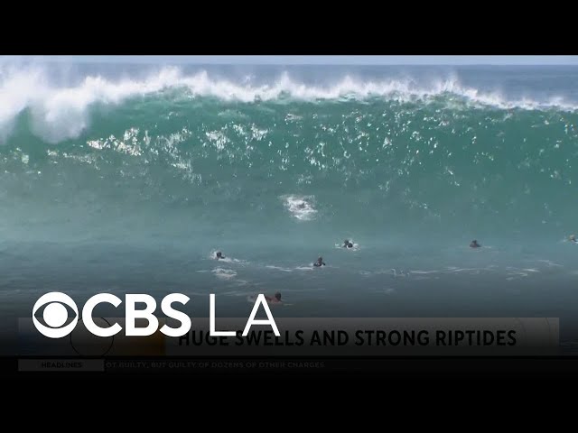 Orange County beaches fill with spectators watching the big wave action