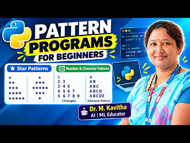 Python Pattern Programs for Beginners | Star, Number & Character Patterns