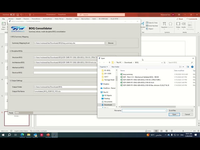 BOQ Consolidator Automation – Comparing BOQ Revisions Without Manual Work