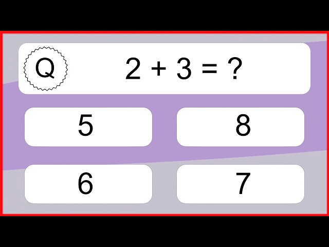 20 Addition Quiz Exercises for Kids