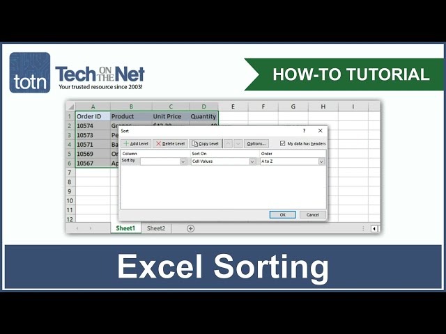 How to sort data in Excel