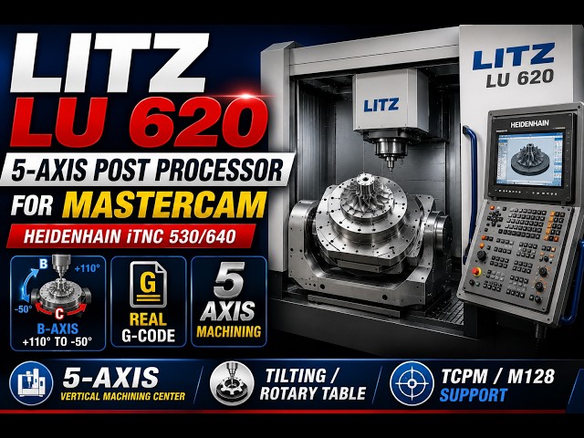 LITZ LU 620 5-Axis CNC Post Processor for Mastercam  HEIDENHAIN iTNC 530640  Real G-Code