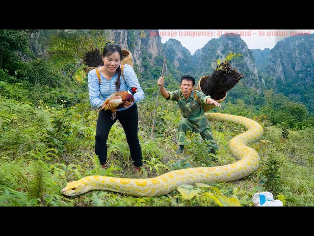 72 Hours of Danger: Giant Albino Python Ambushes Dogs while we're Harvesting Ferns on a Cliff