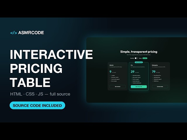 Building an Interactive Pricing Table — Coding ASMR | No Talking | Keyboard Sounds