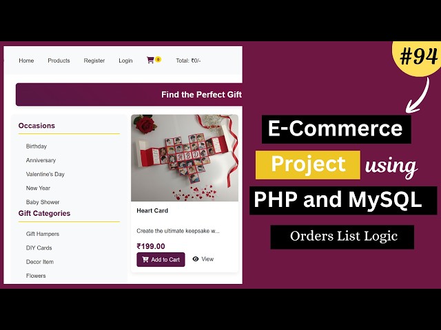 E-Commerce Website Project Using PHP & MySQL |Admin & User Panel | Orders List Logic - 94