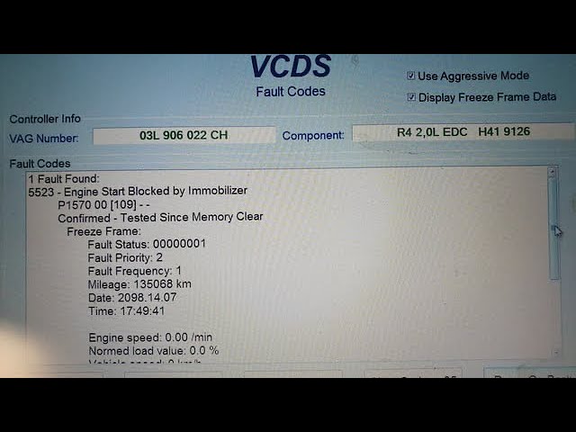 Removing #p1570 start blocked by immobiliser fault code permanently