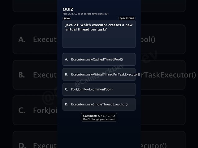 Quiz-185 | Executor creating virtual thread per task? | #shorts #java #quiz