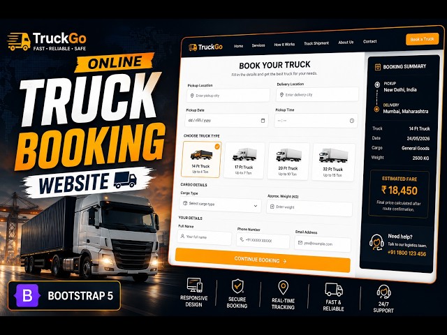 Online Truck Booking Website Design with Bootstrap 5 | Modern Logistics Website 2026 🚚