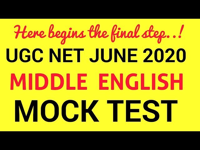 NTA UGC NET JUNE 2020 | MOCK TEST | MIDDLE ENGLISH LITERATURE