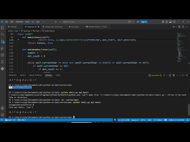 Make your own programming Language - Tokens and error