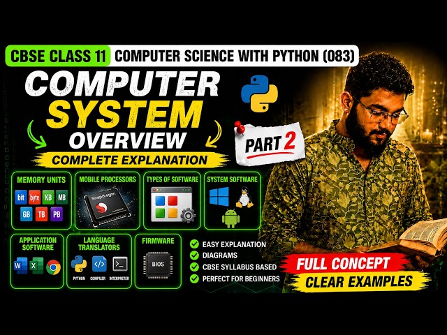Computer System Overview Part 2 | Memory Units, Types of Software & Mobile CPU | Class 11 CS (083)