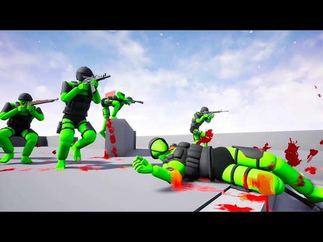 Green Team VS Orang Team - AI Battles with Active Ragdoll Physics! - MANTA'S WARBOX NPC [Warbox]