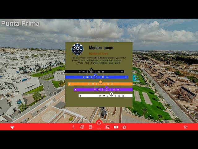 360º Holiday Rental Mini Website modern menu availabl in 6 colors