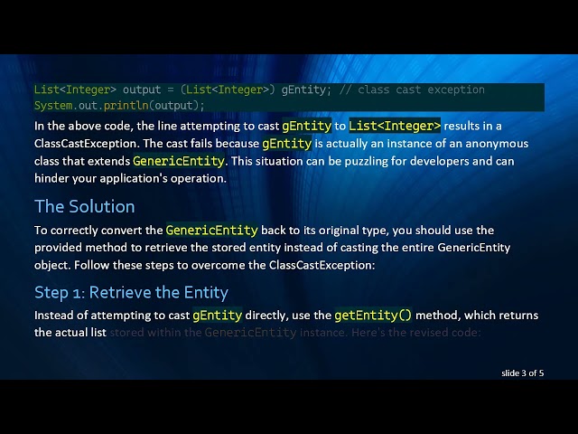 Resolving ClassCastException When Casting GenericEntity in Java
