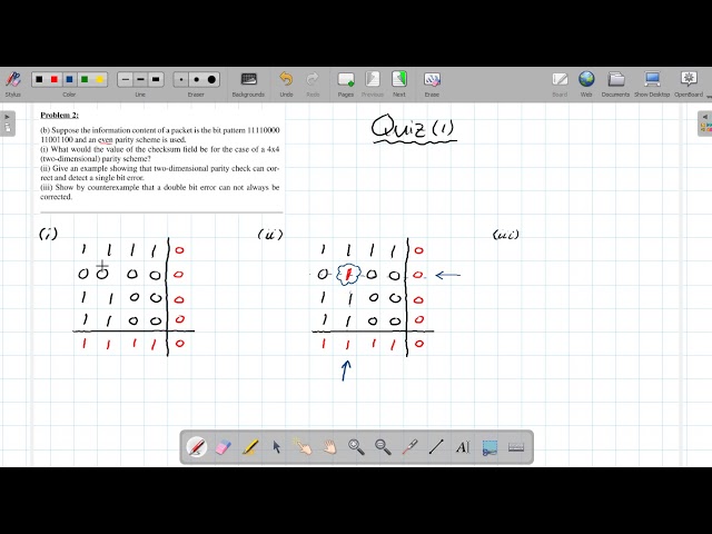Computer Networks: Quiz 1 [2D Parity Scheme]