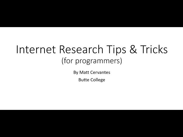 Internet Research Tips Tricks