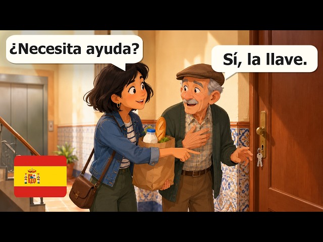 12 Daily Spanish Conversations for Beginners (A1-A2) Spanish Small Talk with Neighbors