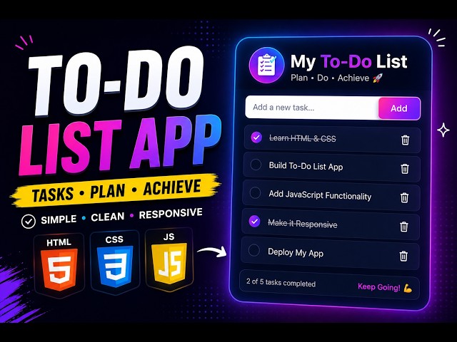 Build a To-Do List App Using HTML CSS & JavaScript | Beginner Project 🚀 #html #coding #programming