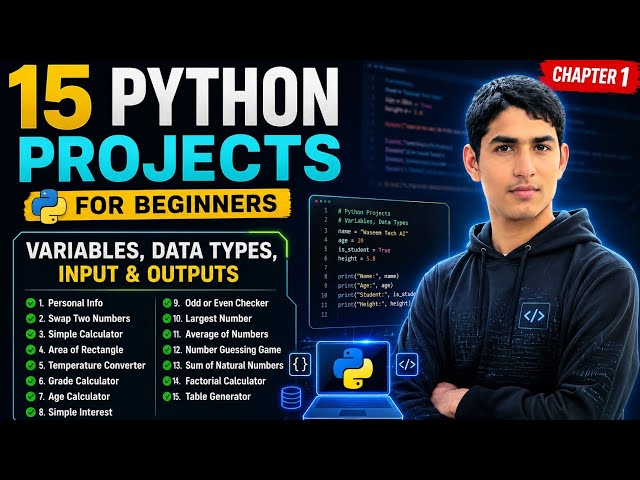Build 15 python projects for beginners with source code | 1 chapter | pythan project for beginner 
