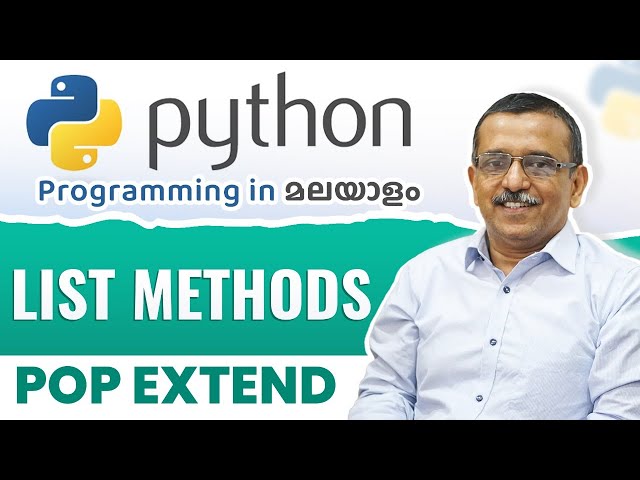 List Methods Pop Extend 🖥️  | Python Malayalam Tutorial for Beginners 🧠