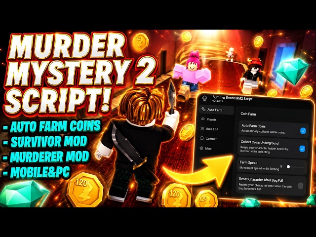 Murder Mystery 2 Script 2026 | Auto Farm Coins + Survivor Mod + More (NO KEY + WORKING)