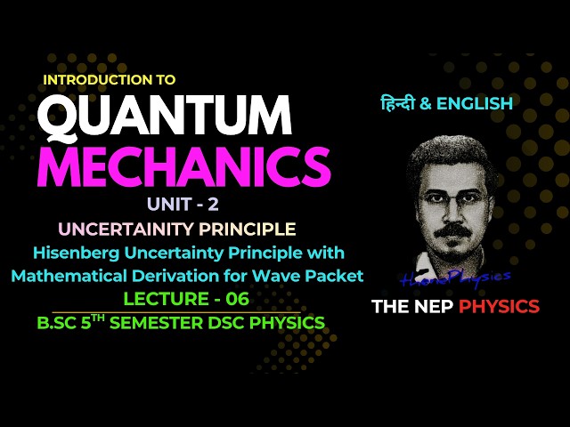 Uncertainity Principle with Mathematical Derivation I B.Sc 5th Sem DSC I UNIT-2 Lecture 06