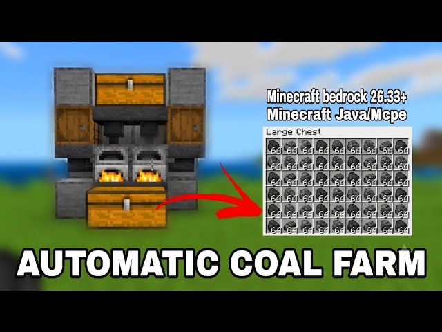Easiest Automatic CHARCOAL FARM in Minecraft Bedrock/Java/Mcpe 26.33+