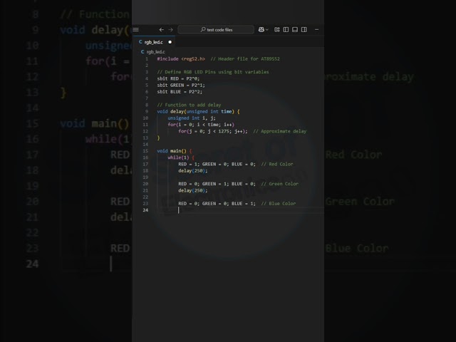 Embedded C Code to Interface RGB LED with 8051 Microcontroller