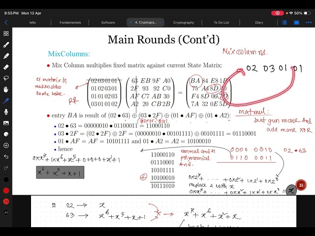 AES Algorithm P6 | Main Round | Mix column operation